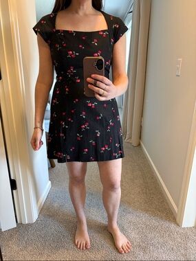 GAP Black Mini Dress with Red Cherry Print